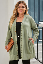 Load image into Gallery viewer, Snap Up V-Neck Long Sleeve Cardigan with Pockets
