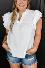 Load image into Gallery viewer, Plus Size Ruffled Notched Cap Sleeve Blouse
