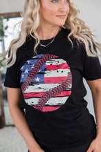 Load image into Gallery viewer, Black American Flag Baseball Graphic Crewneck T Shirt
