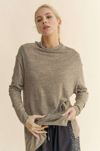 Load image into Gallery viewer, Davi &amp; Dani Slit Mock Neck Long Sleeve Top
