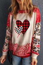 Load image into Gallery viewer, Heart Leopard Round Neck Sweatshirt
