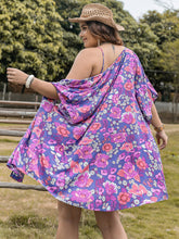 Load image into Gallery viewer, 3pc Plus Size Printed Cami, Open Front Cover Up and Shorts Set
