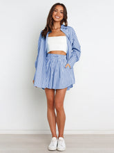 Load image into Gallery viewer, Striped Dropped Shoulder Shirt and Shorts Set
