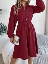 Load image into Gallery viewer, Collared Neck Long Sleeve Dress with Pockets
