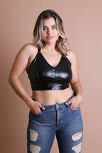 Load image into Gallery viewer, Faux Leather Longline Bralette Plus Size
