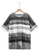 Load image into Gallery viewer, Full Size Color Block Round Neck Half Sleeve T-Shirt
