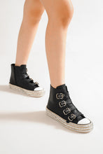 Load image into Gallery viewer, Beast Fashion Multi-Buckle Straps Studded Platform Sneakers
