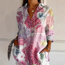 Load image into Gallery viewer, Womens Floral Print Long-sleeved Casual Button Top
