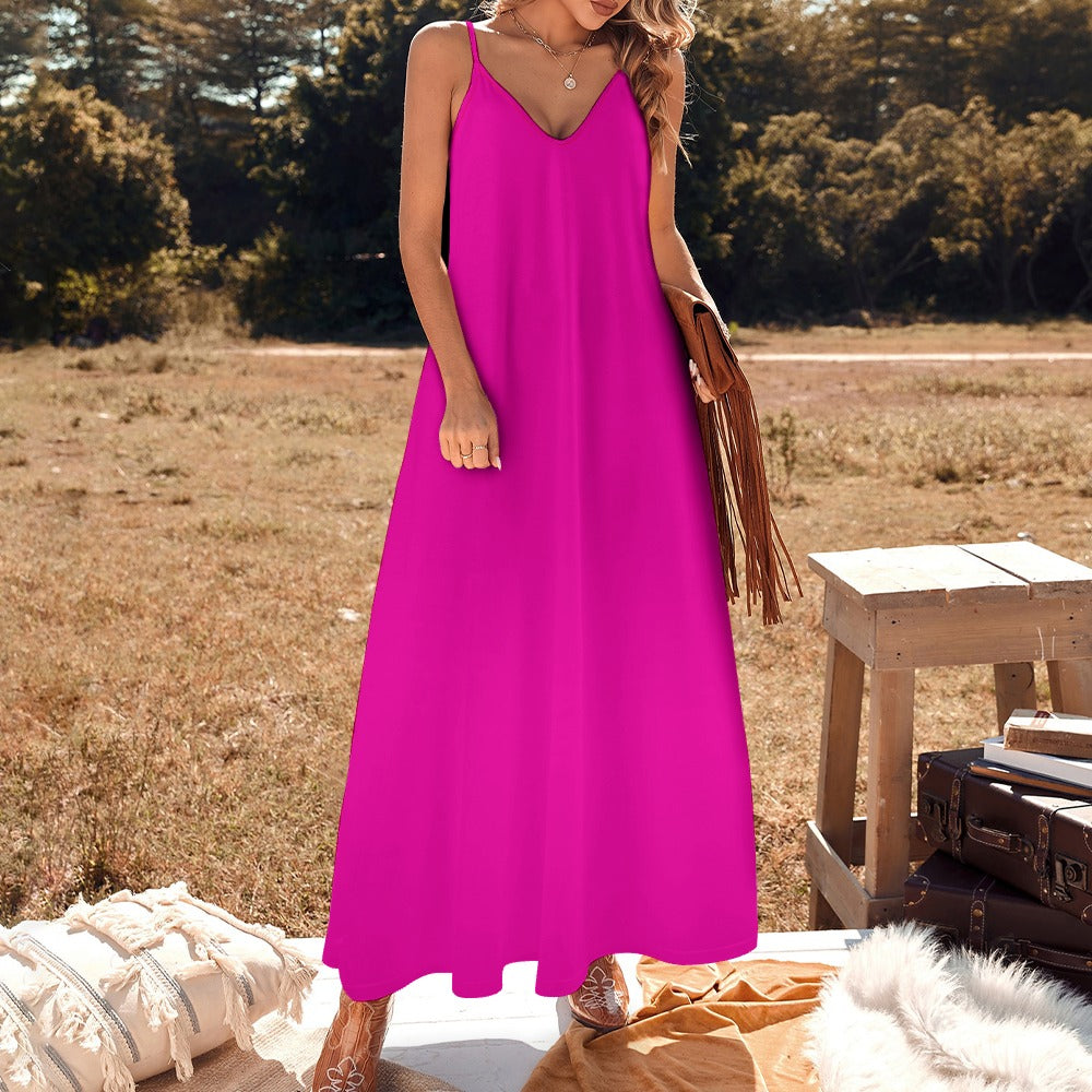 Ti Amo I love you - Exclusive Brand  - Hollywood Cerise - Sling Ankle Long Dress - Sizes S-5XL