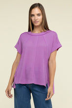 Load image into Gallery viewer, Brushed Waffle Exposed-Seam Short Sleeve Top
