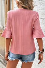 Load image into Gallery viewer, Peach Blossom Ruffled Half Sleeve V Neck Textured Plus Top
