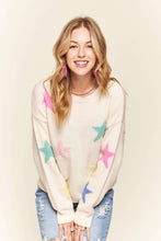 Load image into Gallery viewer, ADORA Stars Pattern Round Neck Drop Shoulder Sweater
