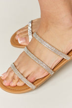 Load image into Gallery viewer, WILD DIVA Rhinestone Three-Strap Flat Sandals
