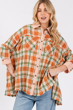 Load image into Gallery viewer, SAGE + FIG Side Slit Plaid Button Down Long Sleeve Shirt
