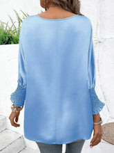 Load image into Gallery viewer, Smocked Round Neck Three-Quarter Sleeve Blouse
