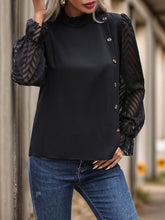 Load image into Gallery viewer, Perfee Mock Neck Flounce Sleeve Blouse
