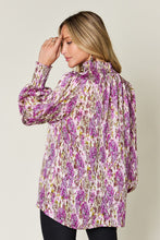 Load image into Gallery viewer, Double Take Full Size Printed Smocked Long Sleeve Blouse
