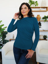 Load image into Gallery viewer, Ruched Mock Neck Long Sleeve T-Shirt
