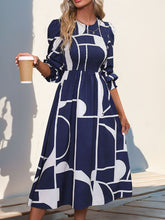 Load image into Gallery viewer, Perfee Smocked Color Block Long Sleeve Midi Dress
