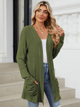 Load image into Gallery viewer, Pocketed Open Front Long Sleeve Cardigan
