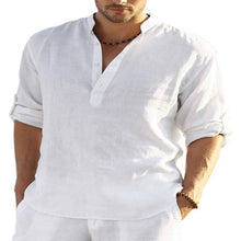 Load image into Gallery viewer, Men&#39;s Casual Cotton Linen Solid Color Long Sleeve Shirt
