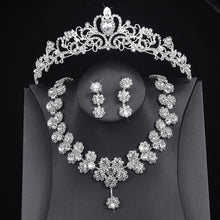 Load image into Gallery viewer, 3pc Set - Bridal Wedding Necklace + Earrings + Headwear Set
