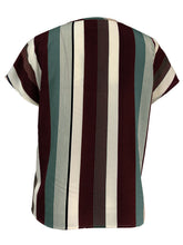 Load image into Gallery viewer, Striped Notched Short Sleeve Blouse
