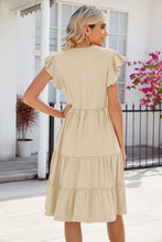 Load image into Gallery viewer, Ruched Notched Cap Sleeve Dress
