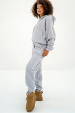 Load image into Gallery viewer, Gray Solid Exposed Seams Hoodie and Joggers Activewear Set
