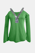 Load image into Gallery viewer, Sequin V-Neck Cold Shoulder Top
