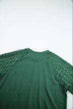 Load image into Gallery viewer, Pale Khaki Seamed Detail Contrast Lace Raglan Sleeve Tee
