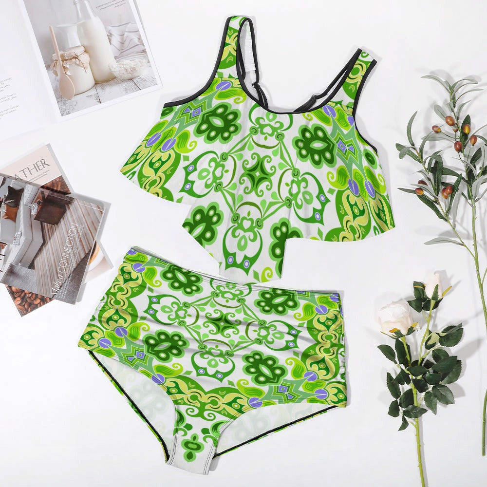 Ti Amo I love you - Exclusive Brand -Dell/Tacha/Mantis Pattern - Womens Plus Size Bikini Swimsuit - Sizes XL-4XL