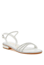 Load image into Gallery viewer, Nobbity Rhinestone Pearl Detail Flat Sandals
