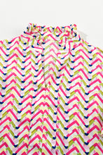 Load image into Gallery viewer, Multicolor Chevron Print Ruffled Sleeve Blouse
