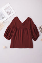 Load image into Gallery viewer, 7 Colors - Dropped Shoulder V-Neck Blouse - Sizes S-2XL Ti Amo I love you
