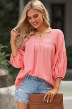 Load image into Gallery viewer, 7 Colors - Dropped Shoulder V-Neck Blouse - Sizes S-2XL Ti Amo I love you
