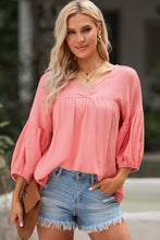 Load image into Gallery viewer, 7 Colors - Dropped Shoulder V-Neck Blouse - Sizes S-2XL Ti Amo I love you
