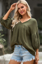 Load image into Gallery viewer, 7 Colors - Dropped Shoulder V-Neck Blouse - Sizes S-2XL Ti Amo I love you
