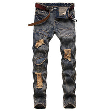 Load image into Gallery viewer, 7 Colors - Mens Cotton Skinny Ripped Hole Hip hop Denim Jeans Ti Amo I love you
