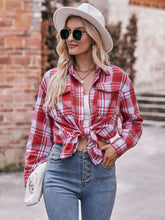 Load image into Gallery viewer, 7 Styles - Plaid Dropped Shoulder Longline Shirt - Sizes S-2XL Ti Amo I love you
