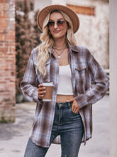 Load image into Gallery viewer, 7 Styles - Plaid Dropped Shoulder Longline Shirt - Sizes S-2XL Ti Amo I love you
