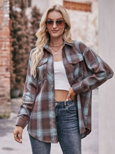 Load image into Gallery viewer, 7 Styles - Plaid Dropped Shoulder Longline Shirt - Sizes S-2XL Ti Amo I love you
