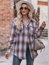 Load image into Gallery viewer, 7 Styles - Plaid Dropped Shoulder Longline Shirt - Sizes S-2XL Ti Amo I love you
