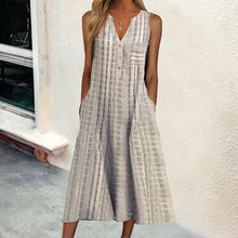 Load image into Gallery viewer, 7 Styles - Womens - Fashion Pocket V Neck Stripe Sleeveless Casual Dress Ti Amo I love you
