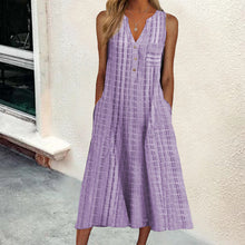 Load image into Gallery viewer, 7 Styles - Womens - Fashion Pocket V Neck Stripe Sleeveless Casual Dress Ti Amo I love you
