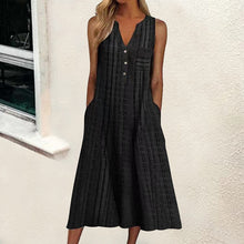 Load image into Gallery viewer, 7 Styles - Womens - Fashion Pocket V Neck Stripe Sleeveless Casual Dress Ti Amo I love you
