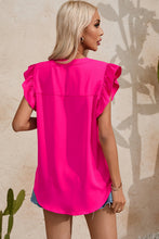 Load image into Gallery viewer, Ruffled Notched Cap Sleeve Blouse
