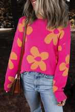 Load image into Gallery viewer, Flower Round Neck Long Sleeve Sweater
