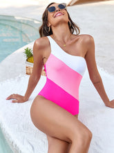 Load image into Gallery viewer, Color Block One Shoulder One-Piece Swimwear
