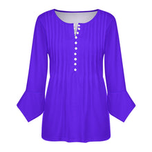 Load image into Gallery viewer, Ti Amo I love you - Exclusive Brand - Dark Purple - Women&#39;s Ruffled Petal Sleeve Top
